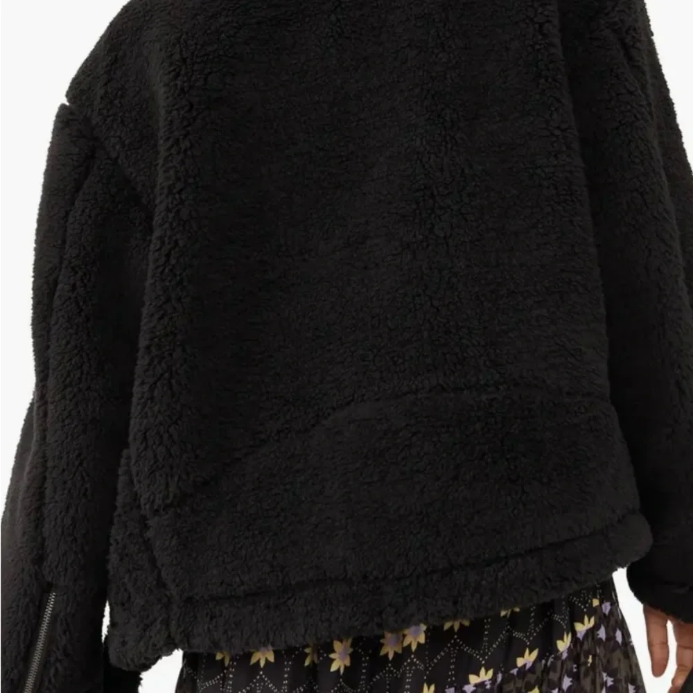 Free People So Cozy slouchy moto black fleece teddy jacket size Small - Picture 2 of 13